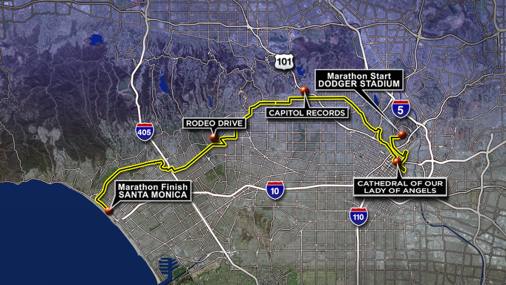 How to Train for the Los Angeles Marathon - Map of the LA Marathon